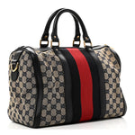 Monogram Selleria Calfskin Vintage Web Medium Boston Beige Blue
