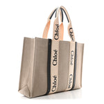 Cotton Calfskin Large Woody Ribbon Tote White Blue