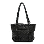 Distressed Lambskin Vintage Ligne Lady Braid Tote Black