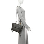 Baby Grained Calfskin Micro Belt Bag Grey