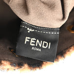 Shearling Vitello Dolce F is Fendi Macro FF 1974 Mini Mon Tresor Bucket Bag Tobacco Black