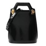 Brushed Calfskin North South Wanda Top Handle Bag Black