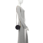 Tweed Quilted Round Clutch With Chain Multicolor