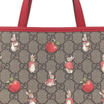 X Peter Rabbit GG Supreme Monogram Rabbit Apple Childrens Tote Beige Ebony Multicolor Bright Hibiscus