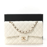 Caviar Quilted Medium Double Flap White