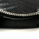 Calfskin Crocodile Embossed Medium Classic Monogram Kate Tassel Satchel Black