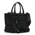 Re-Nylon Nappa Triangle Quilted Padded Small Double Handled Zip Tote Black