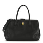 Calfskin Cerf Executive Shopper Tote Black