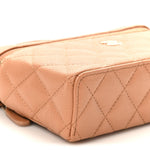 Caviar Quilted Top Handle Slim Vanity With Chain Brown