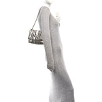 Metallized Arena Calfskin MIni Monaco Chain Shoulder Bag Silver