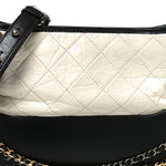 Aged Calfskin Quilted Small Gabrielle Hobo Black White