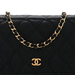 Caviar Quilted Wallet on Chain WOC Black