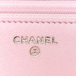 Lambskin Quilted Trendy Chain CC Wallet On Chain WOC Light Pink