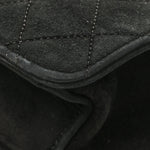 Suede Quilted Medium Single Flap Black