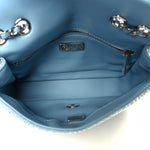 Denim Strass Evening Flap Bag Blue