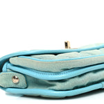 Denim Quilted Small Messenger Flap Neon Blue