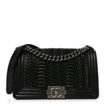 Calfskin Pleated Medium Boy Flap Black