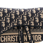 Oblique Embroidered Saddle Bag Blue
