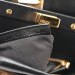 Shearling Nappa Macro FF 1974 Mini Peekaboo Iconic Satchel Tobacco Black