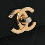 Calfskin Quilted Mini Framing Chain Bag Black