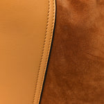 Suede Calfskin Hook Bag Brown Yellow