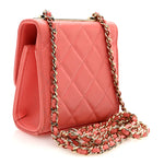 Lambskin Quilted Mini Trendy CC Clutch With Chain Coral Pink