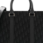 Oblique Grained Calfskin East West Tote Black