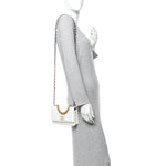 Shiny Crumpled Calfskin Quilted Chanel 19 Wallet On Chain WOC White