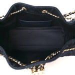 Denim Quilted Mini Chanel 25 Handbag Dark Blue