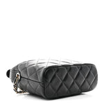 Caviar Quilted Hobo Clutch With Chain Black