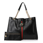 Calfskin Large Rajah Chain Tote Black