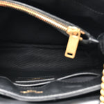 Calfskin Y Quilted Monogram Small Loulou Chain Satchel Black