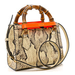 Snakeskin Mini Diana Tote Bag Beige