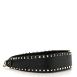 Grained Calfskin Rockstud Saddle Bag Black