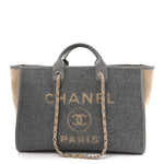 Wool Felt Large Deauville Tote Grey Beige