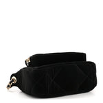 Velvet Effect Nylon Shiny Crumpled Calfskin Mini Quilted Chanel 25 Clutch With Chain Black