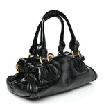 Crinkled Patent Medium Paddington Satchel Black