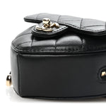 Lambskin Quilted CC In Love Heart Waist Belt Bag With Chain Black