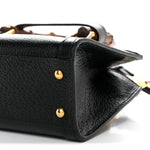 Textured Dollar Calfskin Web Small Diana Shoulder Bag Black Dusty Grey