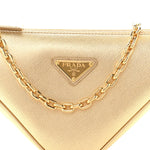 Saffiano Lux Triangle Shoulder Bag Platino