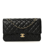 Lambskin Quilted Medium Double Flap Black