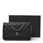 Caviar Quilted Wallet on Chain WOC Black