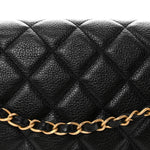 Grained Calfskin Quilted XXL Travel Flap Bag Black