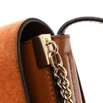 Suede Calfskin Small Faye Shoulder Bag Tobacco