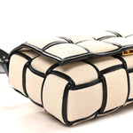 Canvas Intrecciato Padded Cassette Crossbody Bag Natural Black