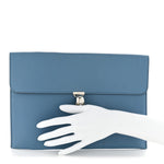 Calfskin Skull Envelope Clutch Blue
