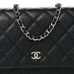 Caviar Quilted Wallet on Chain WOC Black