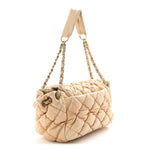 Lambskin Bubble Quilt Accordion Flap Beige