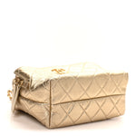 Metallic Lambskin Quilted Mini Bowling Bag Gold