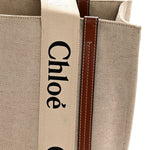 Cotton Calfskin Medium Woody Ribbon Tote White Brown